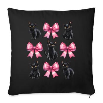 Coquette Bow Black Cat Mom Pink Bow - Sofa pillowcase 17,3'' x 17,3'' (45 x 45 cm) - black - Front