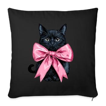 Coquette Bow Black Cat Mom Pink Bow - Sofa pillowcase 17,3'' x 17,3'' (45 x 45 cm) - black - Front