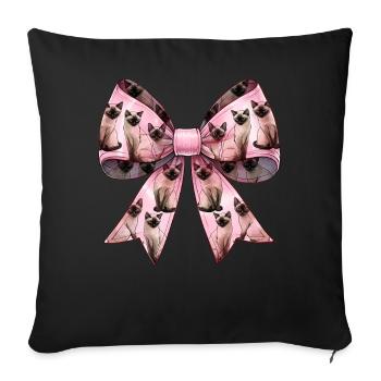 Coquette Bow Siamese Cat Mom Cute Pattern Pink - Sofa pillowcase 17,3'' x 17,3'' (45 x 45 cm) - black - Front