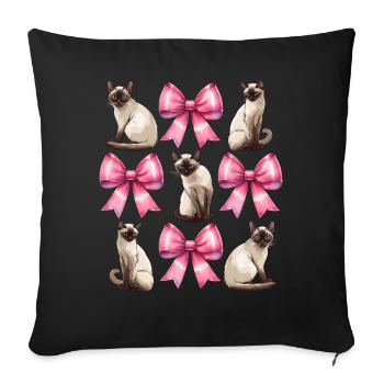 Coquette Bow Siamese Cat Mom Cute Pink Mothers Day - Sofa pillowcase 17,3'' x 17,3'' (45 x 45 cm) - black - Front