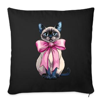 Coquette Bow Siamese Cat Mom Cute Pink Mothers Day - Sofa pillowcase 17,3'' x 17,3'' (45 x 45 cm) - black - Front