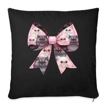 Coquette Bogen Perserkatze Mama Muster Rosa - Sofakissenbezug 45 x 45 cm - Schwarz - Vorne