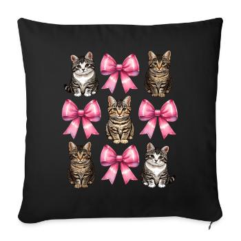 Coquette Bow Tabby Katze Mom Ribbon Muttertag - Sofakissenbezug 45 x 45 cm - Schwarz - Vorne
