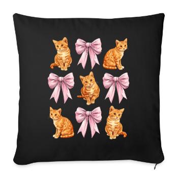 Coquette Bow Orange Cat Tabby Cat - Sofa pillowcase 17,3'' x 17,3'' (45 x 45 cm) - black - Front