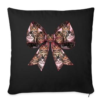 Coquette Bow Tabby Katze Niedliches Muster Rosa - Sofakissenbezug 45 x 45 cm - Schwarz - Vorne