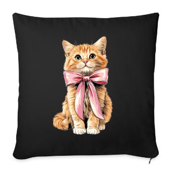 Coquette Bow Orange Cat Tabby Cat - Sofa pillowcase 17,3'' x 17,3'' (45 x 45 cm) - black - Front