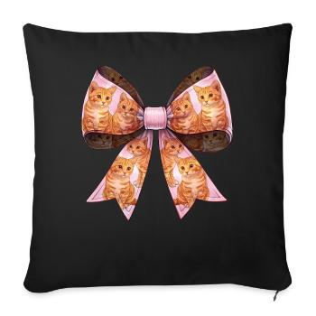 Coquette noeud Orange chat chat tigré motif - Housse de coussin décorative 45 x 45 cm - noir - Devant