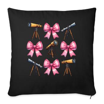 Coquette Bow Télescope Astronomie Système Solaire - Housse de coussin décorative 45 x 45 cm - noir - Devant