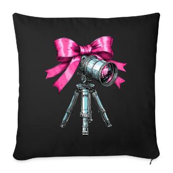 Coquette Bow Télescope Astronomie Système Solaire - Housse de coussin décorative 45 x 45 cm - noir - Devant