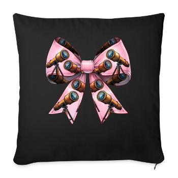 Coquette Bow Télescope Astronomie Système Solaire - Housse de coussin décorative 45 x 45 cm - noir - Devant
