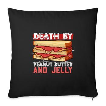 Mort par sandwich au beurre de cacahuète et à la gelée - Housse de coussin décorative 45 x 45 cm - noir - Devant