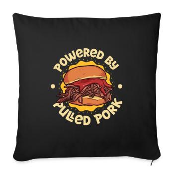 Alimenté par le sandwich au porc effiloché - Housse de coussin décorative 45 x 45 cm - noir - Devant