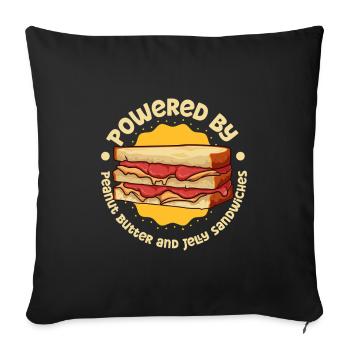 Alimenté par le beurre de cacahuète et le sandwich à la gelée - Housse de coussin décorative 45 x 45 cm - noir - Devant