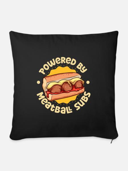 Powered by Meatball Sub - Sofakissenbezug 45 x 45 cm - Schwarz