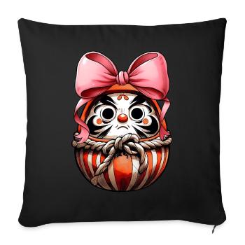 Coquette Bow Daruma Doll Japan Pink Bow - Sofa pillowcase 17,3'' x 17,3'' (45 x 45 cm) - black - Front