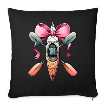 Coquette Bow Kayak Kayak Kayak Kayaker Boat Paddle - Sofa pillowcase 17,3'' x 17,3'' (45 x 45 cm) - black - Front