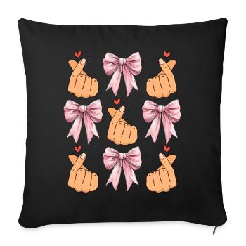 Coquette Bogen Saranghae Kpop Finger Herz Rosa - Sofakissenbezug 45 x 45 cm - Schwarz - Vorne