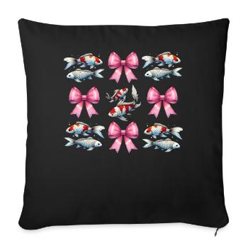 Coquette Bow Koi Fish Carpe Nishikigoi Japon - Housse de coussin décorative 45 x 45 cm - noir - Devant
