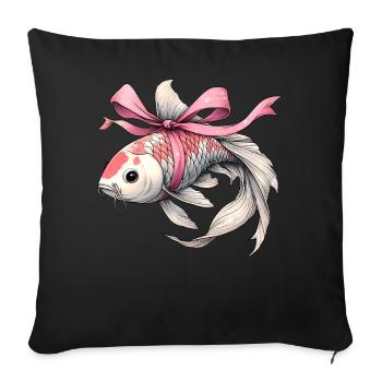 Coquette Bow Koi Fish Carpe Nishikigoi Japon - Housse de coussin décorative 45 x 45 cm - noir - Devant
