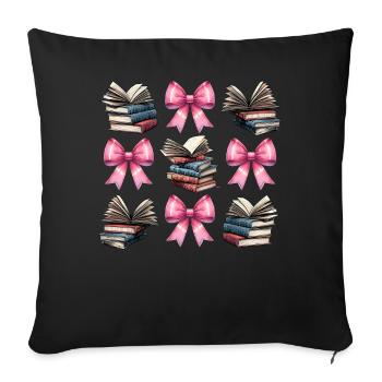 Coquette Bow Librarian Library Books Pink - Sofa pillowcase 17,3'' x 17,3'' (45 x 45 cm) - black - Front