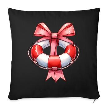 Coquette Bow Lifeguard Garde de piscine Rose - Housse de coussin décorative 45 x 45 cm - noir - Devant