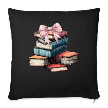 Coquette Bow Librarian Library Books Pink - Sofa pillowcase 17,3'' x 17,3'' (45 x 45 cm) - black - Front