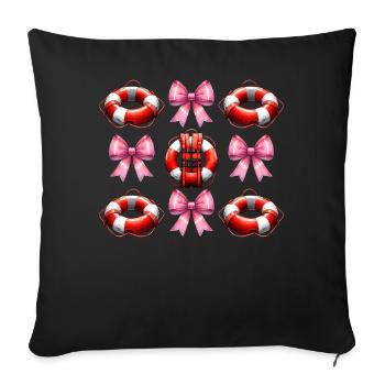 Coquette Bow Lifeguard Garde de piscine Rose - Housse de coussin décorative 45 x 45 cm - noir - Devant