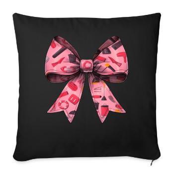 Coquette Bow Lifeguard Garde de piscine Rose - Housse de coussin décorative 45 x 45 cm - noir - Devant