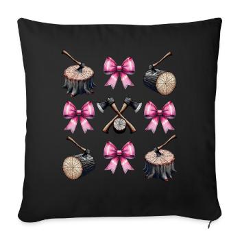 Coquette Arc Menuisier Bûcheron Fête des Mères Rose - Housse de coussin décorative 45 x 45 cm - noir - Devant