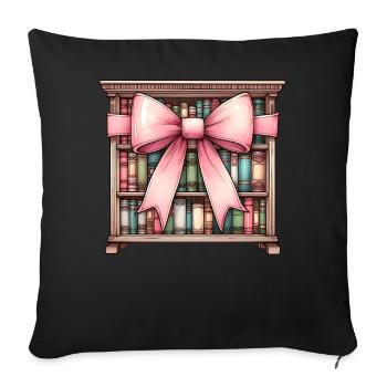 Coquette Bow Librarian Library Books Pink - Sofa pillowcase 17,3'' x 17,3'' (45 x 45 cm) - black - Front