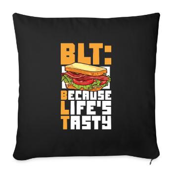 La vie est délicieuse - Sandwich BLT - Housse de coussin décorative 45 x 45 cm - noir - Devant