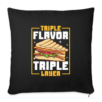 Trois couches - Trois goûts - Club sandwich - Housse de coussin décorative 45 x 45 cm - noir - Devant