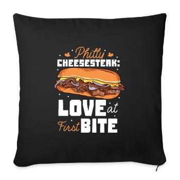 Love at First Bite - Philly Cheesesteak - Sofa pillowcase 17,3'' x 17,3'' (45 x 45 cm) - black - Front