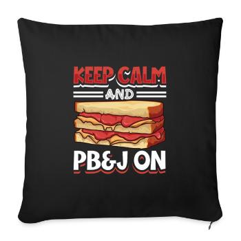 Restez calme et mangez un sandwich PB&J - Housse de coussin décorative 45 x 45 cm - noir - Devant