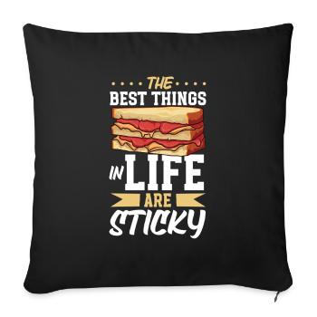 Les meilleures choses sont collantes - PB&J Sandwich - Housse de coussin décorative 45 x 45 cm - noir - Devant