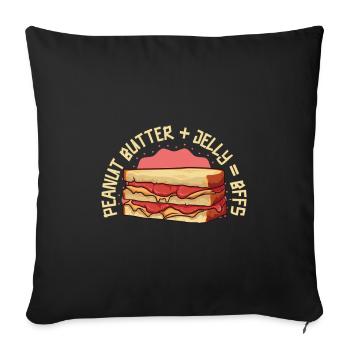 Meilleurs amis - Sandwich au beurre de cacahuète et à la gelée - Housse de coussin décorative 45 x 45 cm - noir - Devant