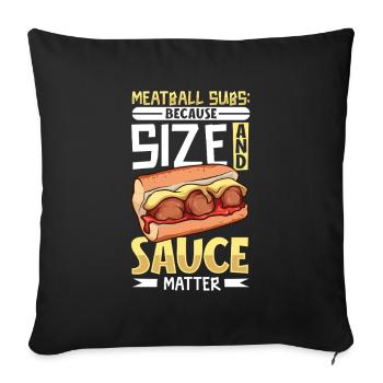 Sauce et taille - Sous-marin aux boulettes de viande - Housse de coussin décorative 45 x 45 cm - noir - Devant