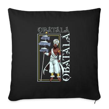 Yoruba God - Obatala - Sofa pillowcase 17,3'' x 17,3'' (45 x 45 cm) - black - Front