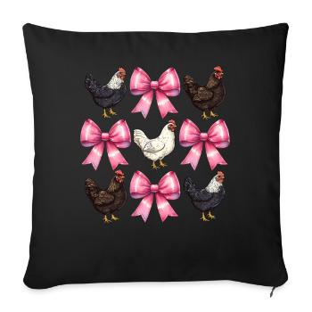 Coquette Bow Chicken Farm Ferme Rosa Fête des Mères - Housse de coussin décorative 45 x 45 cm - noir - Devant
