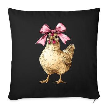 Coquette Bow Chicken Farm Ferme Rosa Fête des Mères - Housse de coussin décorative 45 x 45 cm - noir - Devant