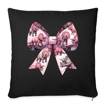 Coquette Bow Triceratops Dinosaur Pattern Pink - Sofa pillowcase 17,3'' x 17,3'' (45 x 45 cm) - black - Front