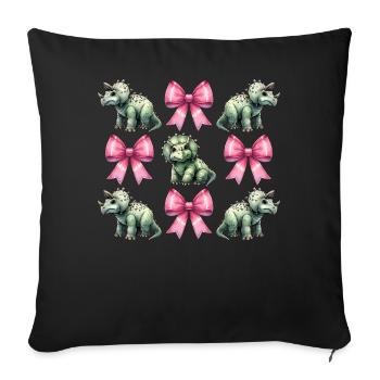 Coquette Bow Triceratops Dinosaur Pink - Sofa pillowcase 17,3'' x 17,3'' (45 x 45 cm) - black - Front