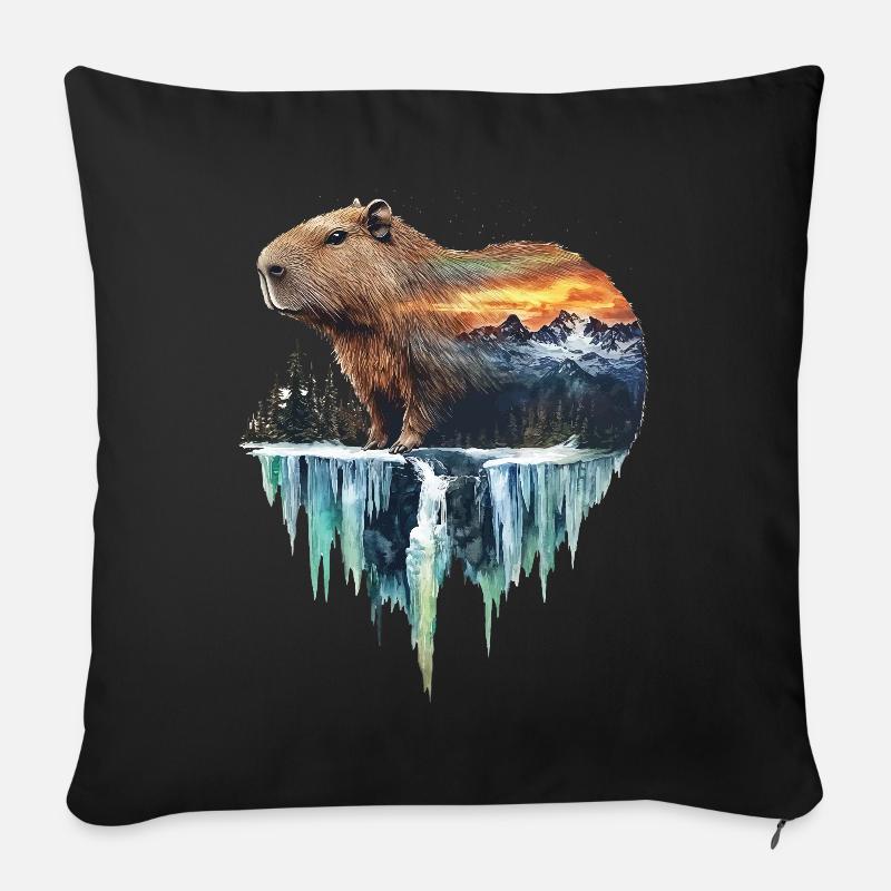 Wasserschwein - Sofakissenbezug 45 x 45 cm - Schwarz