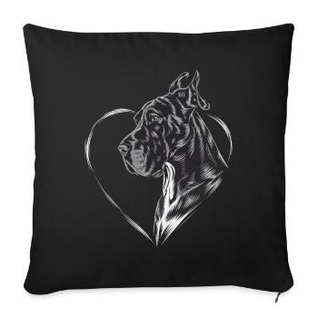 Deutsche Dogge - Sofakissenbezug 45 x 45 cm - Schwarz - Vorne