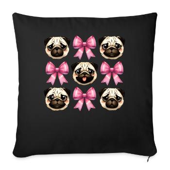 Coquette Bow Pug Dog Mom Pink Bow Mom - Sofa pillowcase 17,3'' x 17,3'' (45 x 45 cm) - black - Front