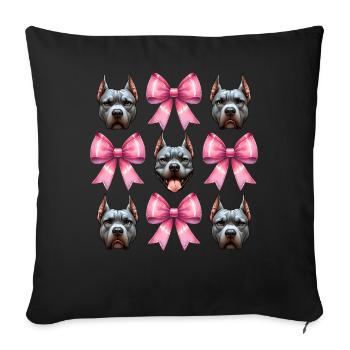 Coquette Bow Pitbull Dog Mom Pink Bow Mom - Sofa pillowcase 17,3'' x 17,3'' (45 x 45 cm) - black - Front