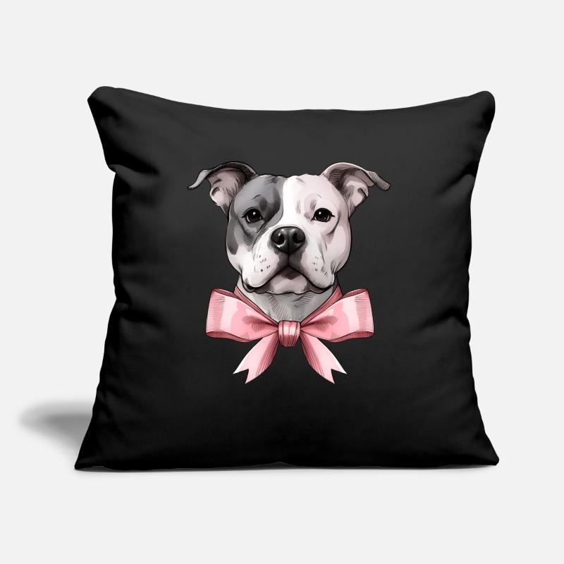 Coquette Bow Pitbull Chien Maman Bow Rose Maman Housse de coussin décorative 45 x 45 cm