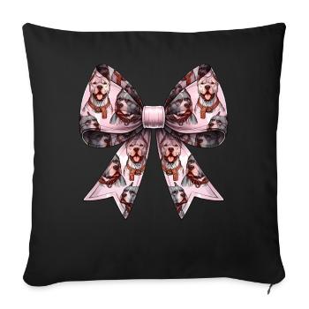 Coquette Bow Pitbull Dog Mom Pattern Pink - Sofa pillowcase 17,3'' x 17,3'' (45 x 45 cm) - black - Front