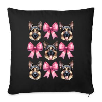 Coquette Bow German Shepherd Mom Pink Ribbon - Sofa pillowcase 17,3'' x 17,3'' (45 x 45 cm) - black - Front