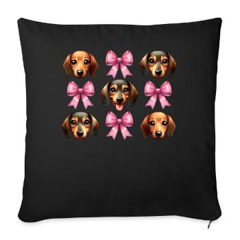 Coquette Bow Dachshund Dog Mom Pink Bow Mom - Sofa pillowcase 17,3'' x 17,3'' (45 x 45 cm) - black - Front